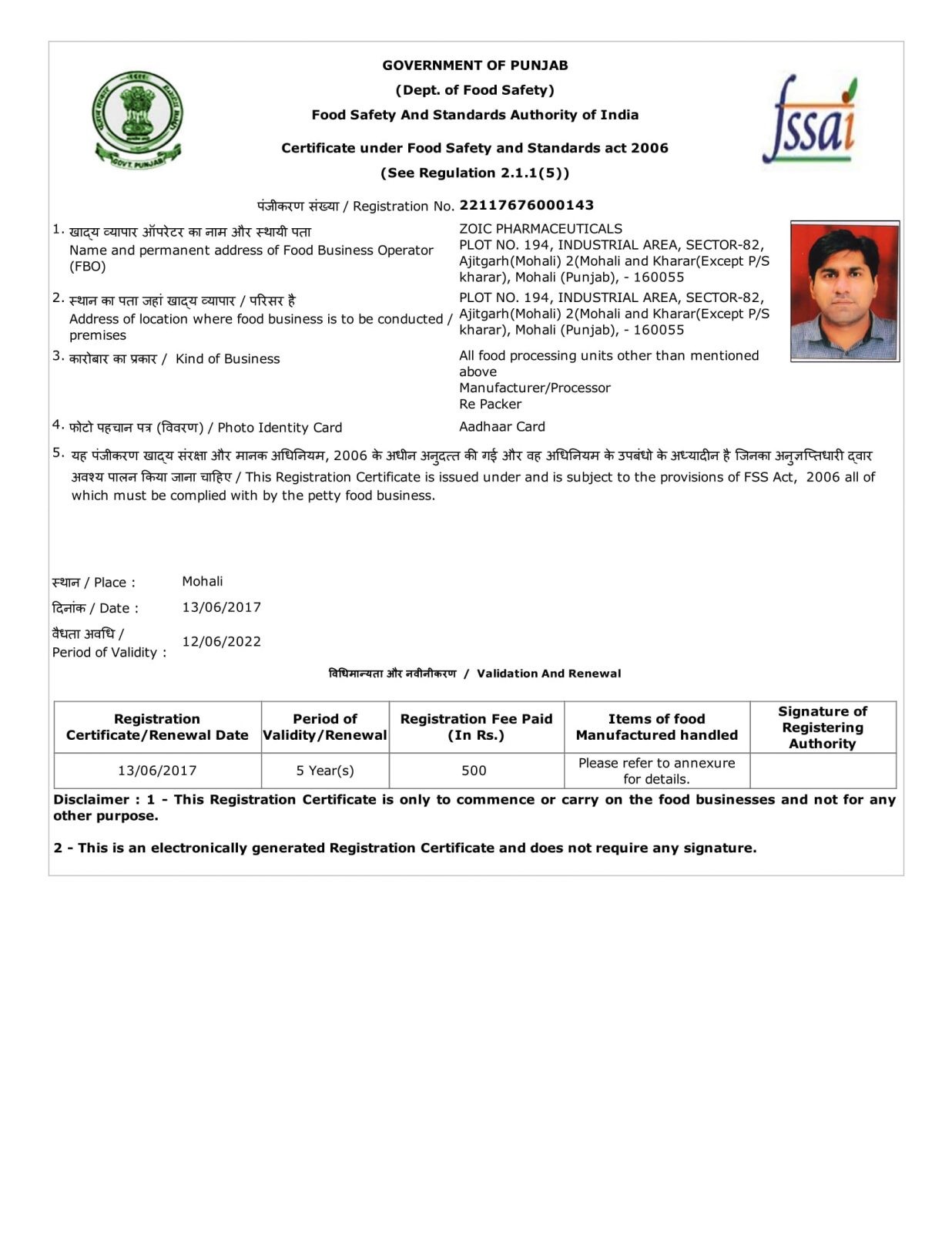 FSSAI Certificate